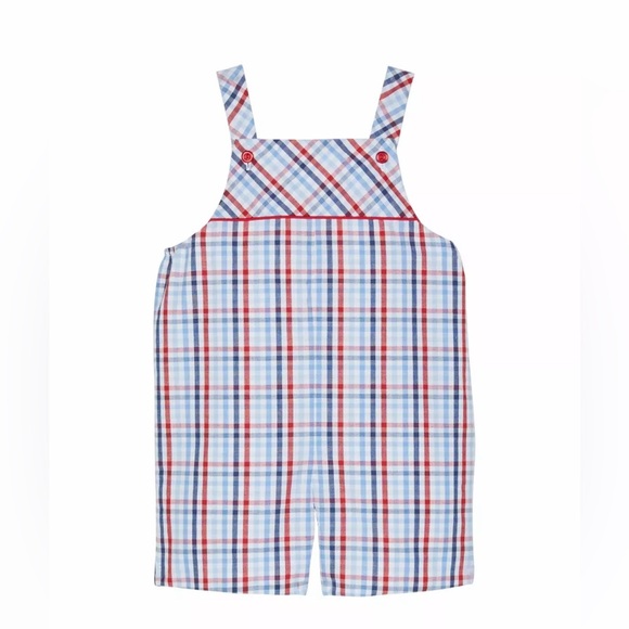 Little English | Darling plaid shortall | size 4T | red blue plaid July 4th - Picture 2 of 6